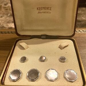 Vintage Krementz Heraldic Edwardian / Early Art Deco Formal Dress Set – Complete